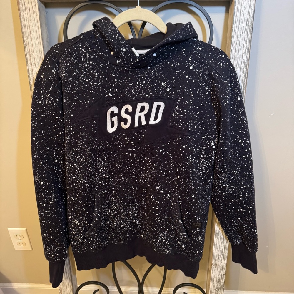 G-Star RAW‎ GSRD Paint Splatter Hoodie Black Logo Streetwear Men’s Size M